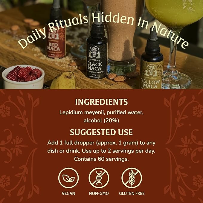 Red Maca Root Extract 50ml – Peruvian Maca Liquid Drops | Vegan, Non-GMO Clean Plant-Based Formula for Men & Women – 60 Servings