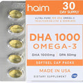HAIM DHA 1000 Omega-3 Fish Oil - 90% Purity with 1000mg DHA, 50mg DPA - High Potency Fish Oil Supplement for Brain, Eye & Heart Support - Promotes Overall Wellness & Focus - 1 Box, 60 Softgels