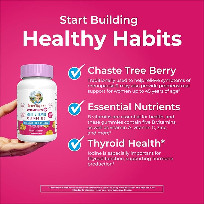 MaryRuth's Multivitamin for Women 40+ | Sugar Free | Vegan Womens Vitamins | Immune Support | Daily Women's Multivitamin + Chasteberry | Hair, Skin and Nail Gummy Vitamins for Women | 60 Count