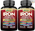 Iron Supplement, Slow Release Iron, Probiotics, Spirulina, Turmeric, Vitamin B6, Methylated B12, Vitamin C, Zinc, Beetroot, Nettle Leaf, Dandelion Root, Black Pepper, Extra Strength, 60 Capsules 2Pack