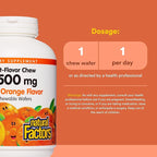 Natural Factors, Kids Chewable Vitamin C 500 mg, Supports Immune Health, Bones, Teeth and Gums, Tangy Orange, 180 Count (Pack of 1)