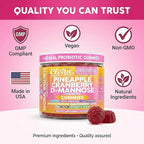 Wet Works Women's Vaginal Probiotic Gummies Pineapple Cranberry Folic Acid D-Mannose Vitamin C Chicory Myo Inositol Garlic Black Cohosh Zinc Iron Evening Primrose Chastetree 60 Count by Clean Nutra