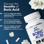 Simpli Supplements Boric Acid Suppositories for Women 600mg – 60 Count | Vaginal pH Balance Support | Feminine Care | Helps Maintain Freshness & Odor Control