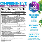 Probiotics 100 Billion CFU Per Serving - 10 Probiotic Strains & Prebiotics - Digestive Gut Health, Immune Support & Occasional Constipation, Gas & Bloating - Daily Supplement For Adults - 60 Capsules
