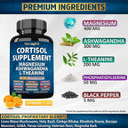 StrongVit Cortisol Supplements for Women and Men with Magnesium, Ashwagandha & L-Theanine. High Cortisol Reducer, Manager, Detox, Lower and Control. Sleep Support & Stress Relief, USA