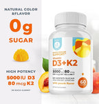 DR. MORITZ Vitamin D3 Gummies (5000 IU) with K2 - for Adults and Kids - Vitamin D3 K2 Gummies for Immune Support & Bone Health - Vegan, Sugar Free, Gluten Free (120 Count)