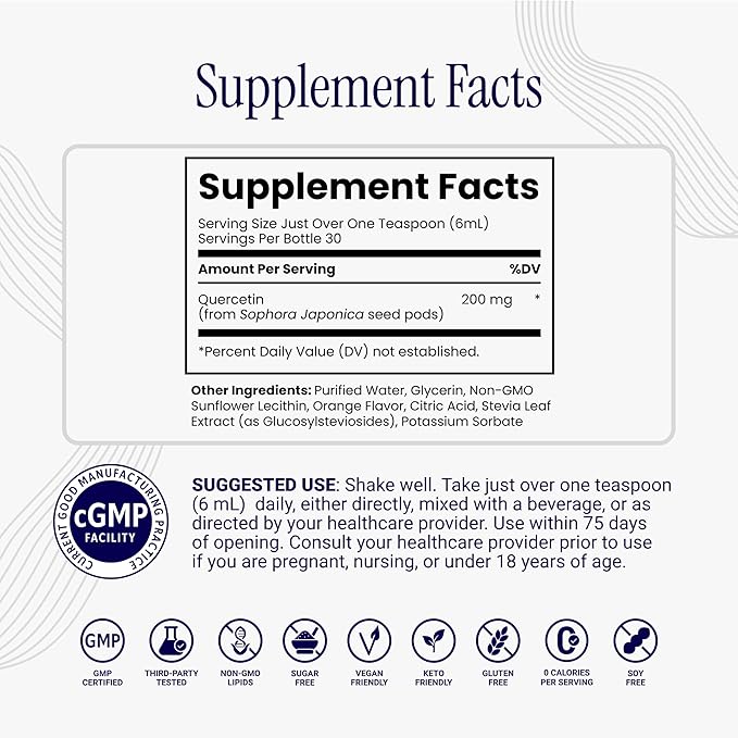 Rho Nutrition Liposomal Quercetin - Ultra High Absorption Liquid Quercetin Supplement – Seasonal and Immune Support