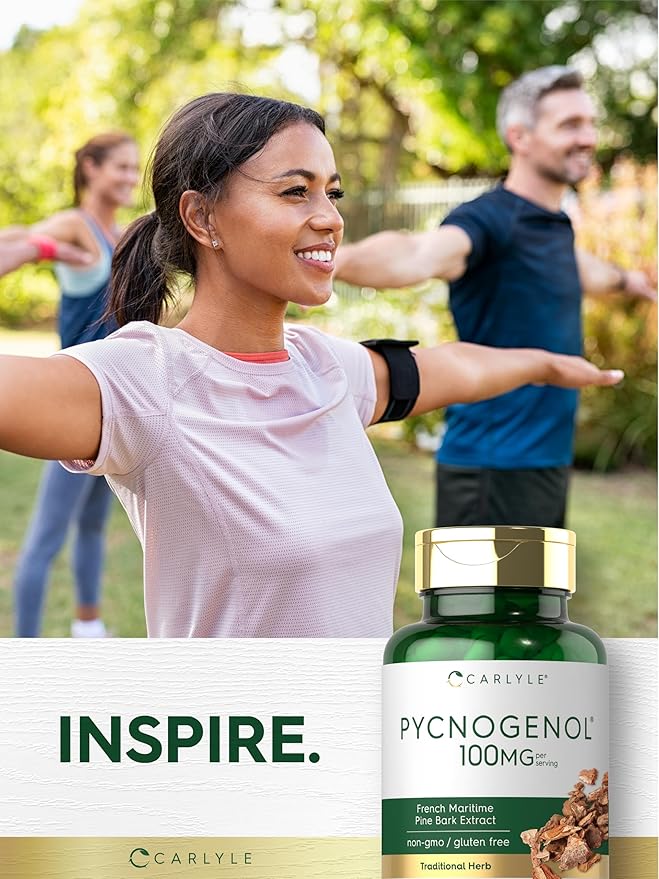 Carlyle Pycnogenol 100mg | 30 Capsules | French Maritime Pine Bark Extract | Pinus Pinaster | Non-GMO and Gluten Free Supplement