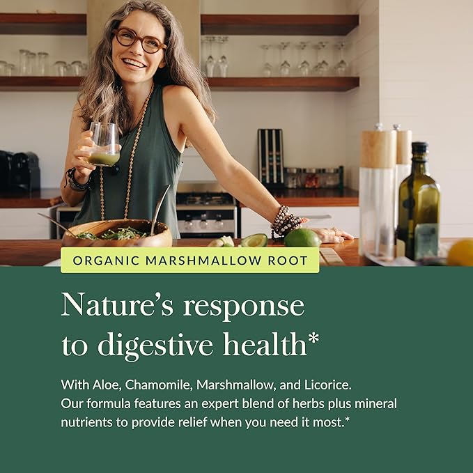 Gaia Herbs Digestive Comfort - Digestive Support Supplement - With Aloe Vera, Marshmallow Root, Chamomile, Licorice - Helps with Occasional Heartburn & Indigestion* - 14 Chewable Tablets (14 Servings)
