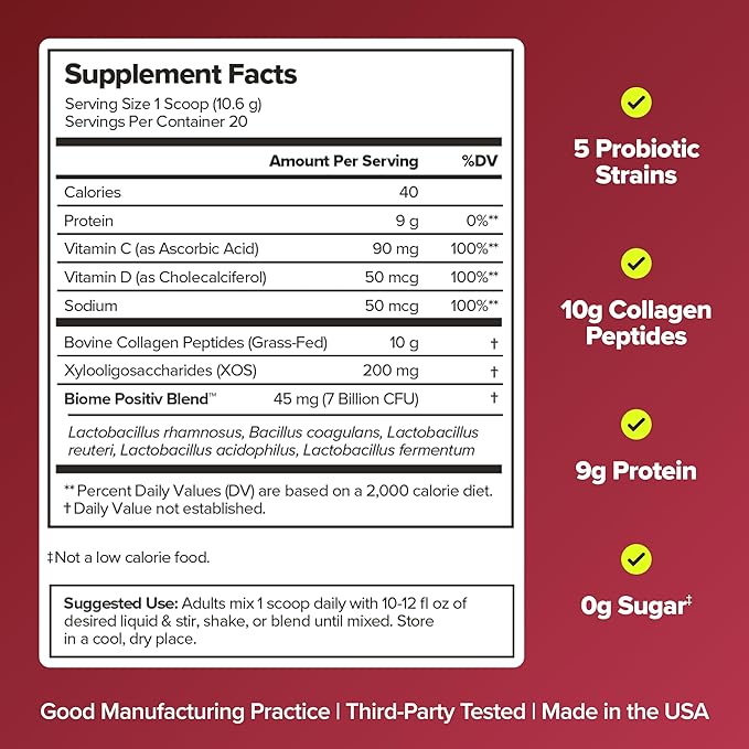 URO Women’s Probiotic + Collagen Peptides Powder – Vaginal, Skin & Gut Health In One Daily Scoop – With Hydrolyzed Collagen Peptides, Probiotic Blend, and XOS Prebiotics – 20 servings