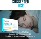 Zzowin Sleep Support Supplement – 5mg Melatonin, Valerian Root, Magnesium for Deep Sleep & Relaxation 30 Tablets | Natural Sleep Aid, Non-Habit Forming | Improve Sleep Quality | Pack of 1