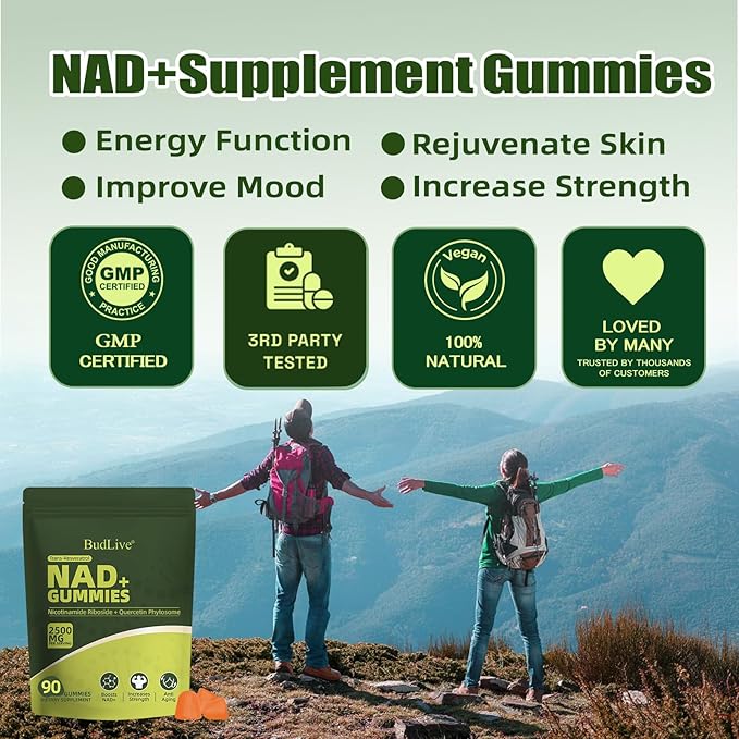 NAD Resveratrol Gummies, Liposomal NAD Gummies for Women with Nicotinamide Riboside, Quercetin, Trans-Resveratrol, Anti-Aging, Cellular Energy & Healthy Aging Support, Non GMO, 90 Counts