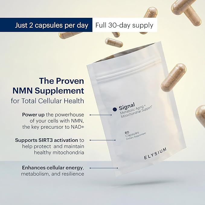 ELYSIUM Signal NMN Supplement - Clinically Proven to Support NAD+ Production, Mitochondrial Function & Metabolic Health - Nicotinamide Mononucleotide and SIRT3 Activation Complex- 30 Day Supply