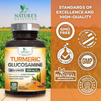 Turmeric Curcumin Supplement - 95% Curcuminoids with Glucosamine, Ginger & MSM, BioPerine Black Pepper Extract for Best Absorption, Natural Vegan Joint Support, Non-GMO, Bottled in USA - 120 Capsules