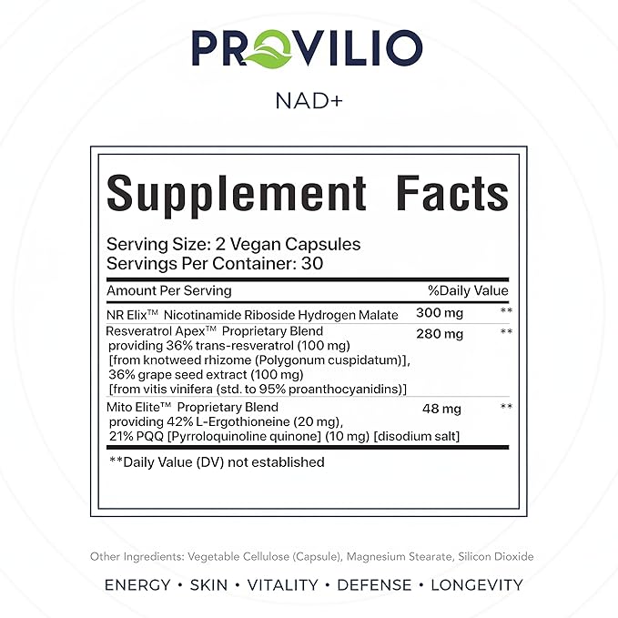 NAD+ Supplements for Women - NMN Supplement Alternative with Nicotinamide Riboside, Trans-Resveratrol, NAD Resveratrol Supplement for Energy, Skin Health, Healthy Aging - USA Made