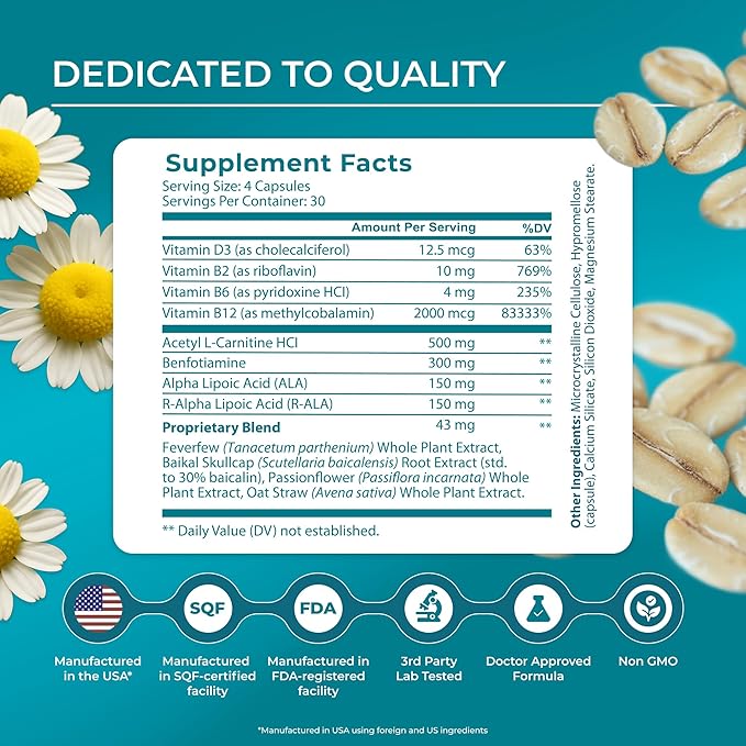 PUREHEALTH RESEARCH Nerve Regen Formula - Nerve Support Supplement for Feet & Hands - with Alpha Lipoic Acid ALA, Benfotiamine, Acetyl L-Carnitine, Vitamin B2, B6, B12, D3 & More - 6 Bottles