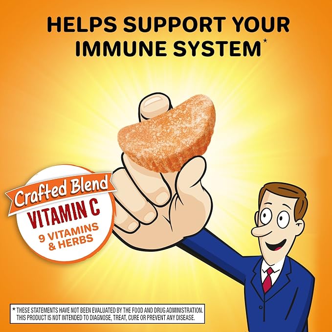 Airborne 750mg Vitamin C Immune Support Supplement Gummies for Adults, Zesty Orange Flavor, Gluten Free Crafted Blend with Powerful Antioxidants Vitamins A C & E, 63 Gummies (2 Pack)