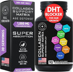Age Defense Beauty Collagen Matrix - 2,000mg Multi Collagen Biotin Keratin Hyaluronic Acid Saw Palmetto Supplement Complex - DHT Blocker for Men & Women for Hair Growth - 2-PACK, 180 Gluten-Free Caps