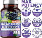 10 in 1 Immune Support Supplement [10 Potent Ingredients] with Elderberry, Vitamin C, Zinc, Echinacea, Turmeric Curcumin, Garlic and Probiotics for Adults, 60 Veg Caps