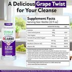 Herbal Clean Qcarbo32 Same Day Detox Cleanse Drink (32 fl oz) - Grape Flavor Full Body Cleanse* Detox Drink for Moderate Toxin Level*, Vitamin B2 and Vitamin B12 for Men & Women