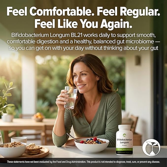 Bifidobacterium Longum Probiotic 240 Tablets (4 Month Supply) – Researched Strain BL21 – 3 Billion CFU – Digestive Health & Microbiome Support – GMP Certified (240, Bifidobacterium Longum)