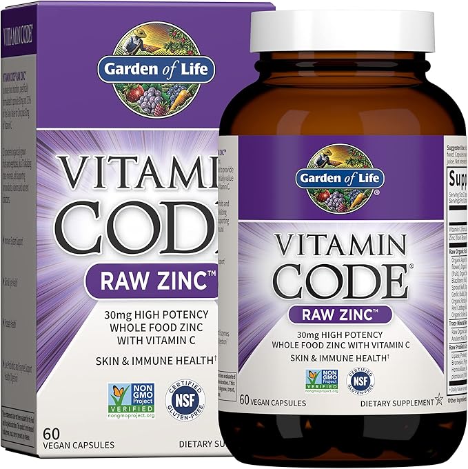 Garden of Life Dr Formulated Digestive Enzymes with Papain, Bromelain & Zinc Supplements 30mg High Potency Raw Zinc and Vitamin C Multimineral Supplement