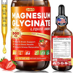 Magnesium Glycinate Liquid Drops 500mg – High Absorption with Vitamin B6, D3, C, Zinc – Supports Mood, Sleep, Heart & Bone Health – Vegan, Non-GMO, Gluten Free – 2 FL OZ, Strawberry Flavor