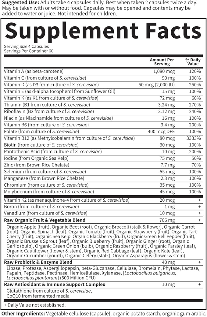 Garden of Life Vitamin Code Multivitamin for Women 50 & Over, B Vitamins, A, C, D3, E & K, CoQ10, Probiotics & Enzymes, for Women 50 Plus, 240 Capsules,(Pack of 2)