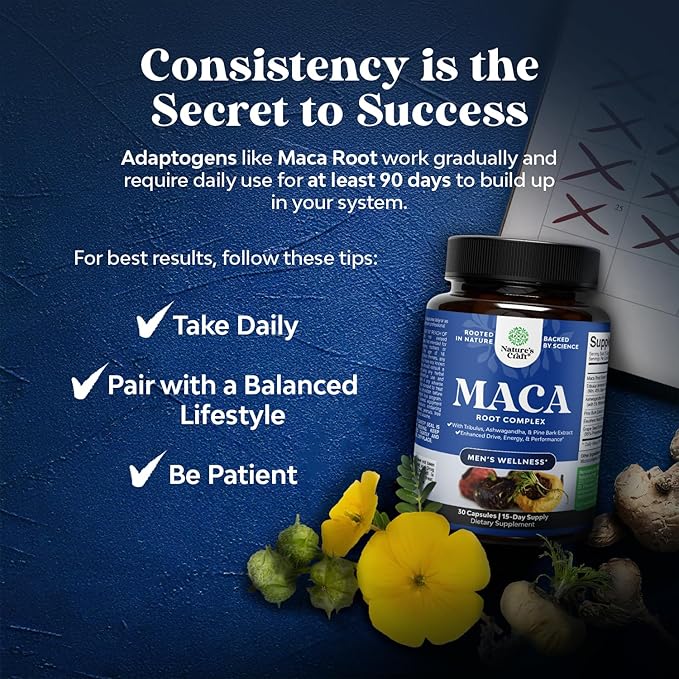 Potent Black Maca Root Capsules for Men - Herbal Wellness Supplement with Siberian Ginseng Ashwagandha and Black Maca Root - Men’s Wellness Supplement to Support General Health - 30 Count