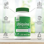 Health Thru Nutrition Ubiquinol 100mg 360 Softgels as Kaneka QH Reduced CoQ-10 | Stabilized - 3rd Party Tested | Enhanced Bioavailability | Cardiovascular & Mitochondria Function Support | Non-GMO