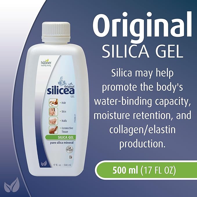 Hübner Original Silicea Gel 17 fl oz / 500 ml, 3 Pack, for Hair, Skin, Nails, and Connective Tissue, Pure Colloidal Silica Gel Formula, No Additives or Preservatives