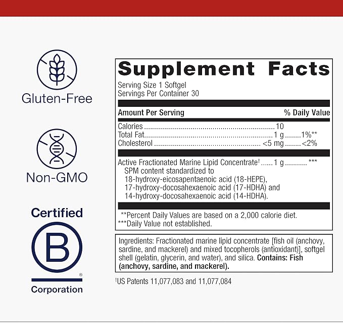 Metagenics SPM Active One Daily Supplement - Next Generation Omega Fish Oil with Pro Resolving Mediators for Joint Soreness & Soothing Relief* - Sustainably Sourced - Gluten-Free - 30 Softgels