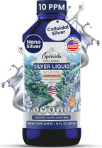 Optivida Colloidal Silver Liquid - 10 PPM Liquid Silver Immune Support, Pure Nano Silver Hydrosol Liquid for Family Wellness - Natural Silver Water for Adults & Kids, Non-GMO, 3rd Party Tested - 16 Oz