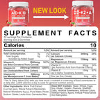Vitamin D3 + K2 + A Gummies 5000IU/10000 IU - Vitamin D3 Con K2 Supplement with Calcium Magnesium Zinc, Vitamin C & E, High Dose Ultimate Absorbency for Bones, Muscles, Teeth, Vision, Vegan 2 Packs