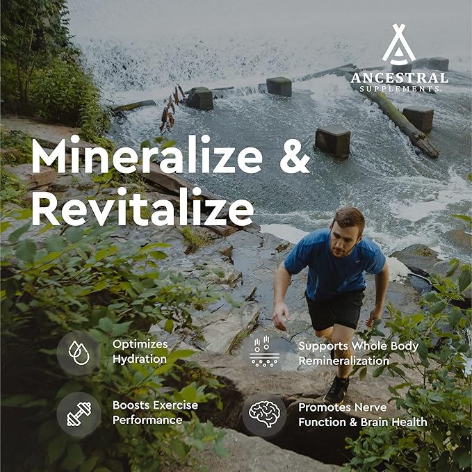 Ancestral Supplements Minerals & Electrolytes with Magnesium, Potassium, Sodium, Supports Optimal Hydration, Immune Health, Athletic Performance, Digestion, and Remineralization, 180 Capsules