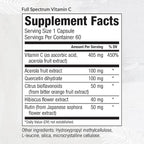 Equilife Full Spectrum Vitamin C Supplement with Quercetin, Hibiscus, and Rutin, Plant Based Antioxidant Formula, Gluten Free, Soy and Dairy Free, Non GMO, Easy to Use, 60 Capsules