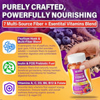 Fiber Gummies for Adults with Psyllium Husk, 7G(Soluble + Insoluble) Daily Prebiotic Fiber with Inulin, FOS, Guar Gum, Multivitamins for Daily Digestive Health, Regularity Support,Sugar Free,Pack of 2