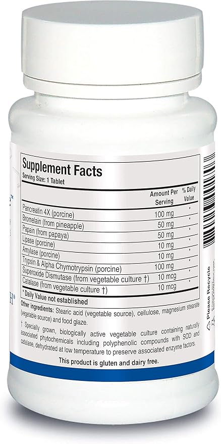 Biotics Research Intenzyme Forte™ Proteolytic Pancreatic Enzymes, Pancreatin, Bromelain, Papain, Lipase, Amylase–Supplement Supports Healthy Protein Digestion–Immune & Circulatory Function 50 Tablets