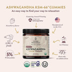 Ashwagandha KSM-66 Gummies for Adults - Pure Organic Root Extract Ayurvedic Supplement Gummy for Men & Women, Focus Mood Support Increase Energy Strength 600mg of Natural KSM66 for Superior Absorption