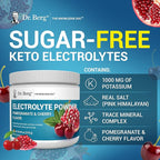 Dr. Berg Zero Sugar Hydration Keto Electrolyte Powder - Enhanced w/ 1000 mg of Potassium & Real Pink Himalayan Salt (NOT Table Salt) - Pomegranate and Cherry Hydration Drink Supplement - 50 Servings