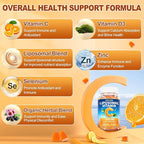 Liposomal Vitamin C Gummy for Adults: Organic Chewable Extra Strength Vitamin C and Zinc Gummies Plus Zinc D3 Elderberry Echinacea - Natural Orange Flavor Sugar Free Immune Support(120Count)