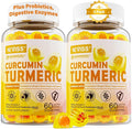 Sugar Free Turmeric Curcumin Filled Gummies 550mg for Adults, Ginger & Black Pepper | 95% Curcuminoids w/Prebiotic Probiotic & Postbiotic Blend, Support, Immune & Digestive Health, Vegan, 2Pack