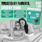 SAM+LEO Eye Vitamin Gummies with Lutein & Zeaxanthin for Kids & Teens - Eye & Vision Health Support Supplement Gummies + Vitamins A, E, & C | Vegan & Gluten Free Supplement - Orange Flavor (60 ct)