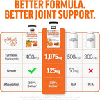 FORCE FACTOR Better Turmeric Supplement 400mg with Black Pepper & Ginger, Extra Strength Joint Support, Superior Absorption, Like Turmeric Gummies, Fruit Splash, 60 Turmeric Chews