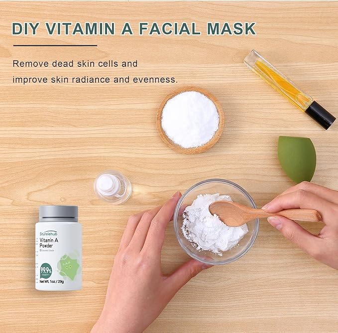 Vitamin A Palmitate Powder, Retinol Palmitate, 1OZ 99.9% Purity, Cosmetic Grade, Vitamin A Powder for Homemade Cosmetics
