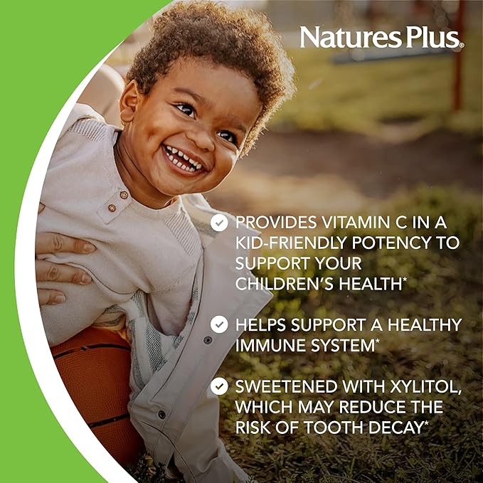 NaturesPlus Animal Parade Sugar-Free Children's Vitamin C, Natural Orange Juice Flavor - 90 Chewable Animal Shaped Tablets - Immune Support - Gluten Free - 45 Servings