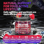 Creatine Monohydrate Gummies 8000 mg for Men & Women, Creatine Supplement for Enhanced Muscle Growth, Energy Boost - with L-Taurine, Sugar Free, Vegan, Raspberry BlackBerry Blueberry Flavor-120 Count