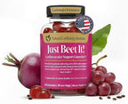 Just Beet It! Beet Root Gummies - Blood Pressure & Circulation Support Beet Gummies - Nitric Oxide Booster with CoQ10 & Grape Seed Extract - Heart Health & Energy for Men & Women - 60 Beet Chews