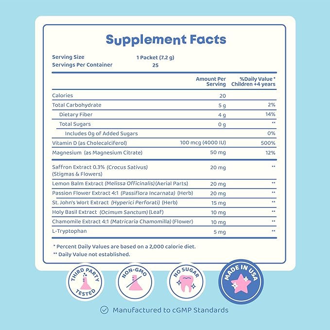 JoySpring Saffron for Kids – Mood Magic Pixie Sticks with Magnesium Citrate & Vitamin D3 – Herbal Saffron Extract Drink Mix, Sugar Free Cherry Lime Powder | 4+ Years | 25 Servings