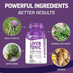 Herbtonics Liver Cleanse Detox & Repair | 20-in-1 Liver Detox Complex | Milk Thistle Supplement with Artichoke, Dandelion, Turmeric, Berberine | 240 Vegan Capsules